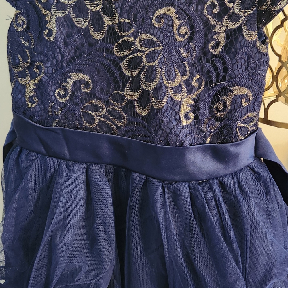 Wonder Nation Navy and Gold Lace Kids Dress
